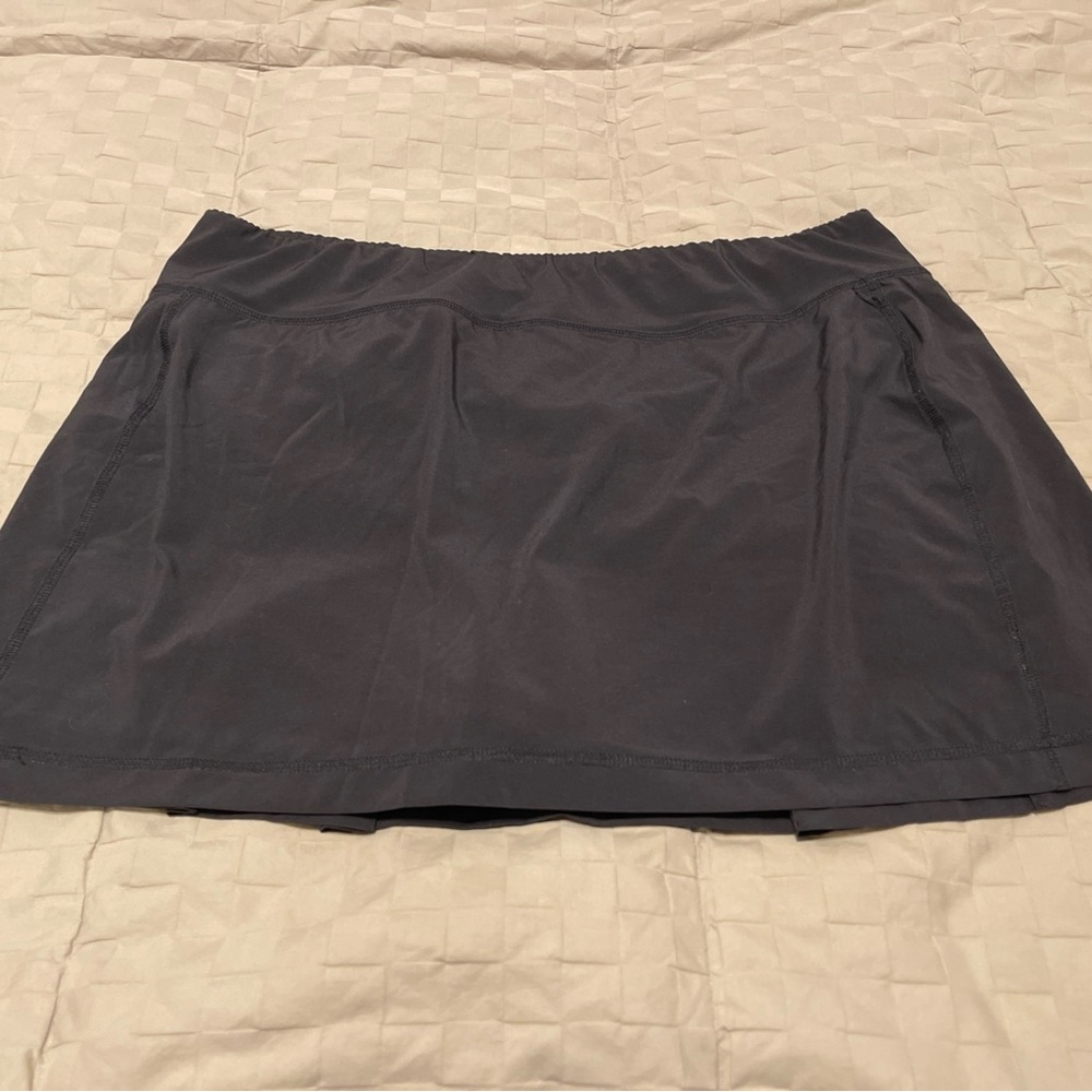 J.Jill Fit Women Black Athletic Skirt w/Built In Shorts & Zip Key Pocket, Large